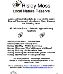 Nurturing Nature Wildlife Gardening Talks list Risley Moss 2017